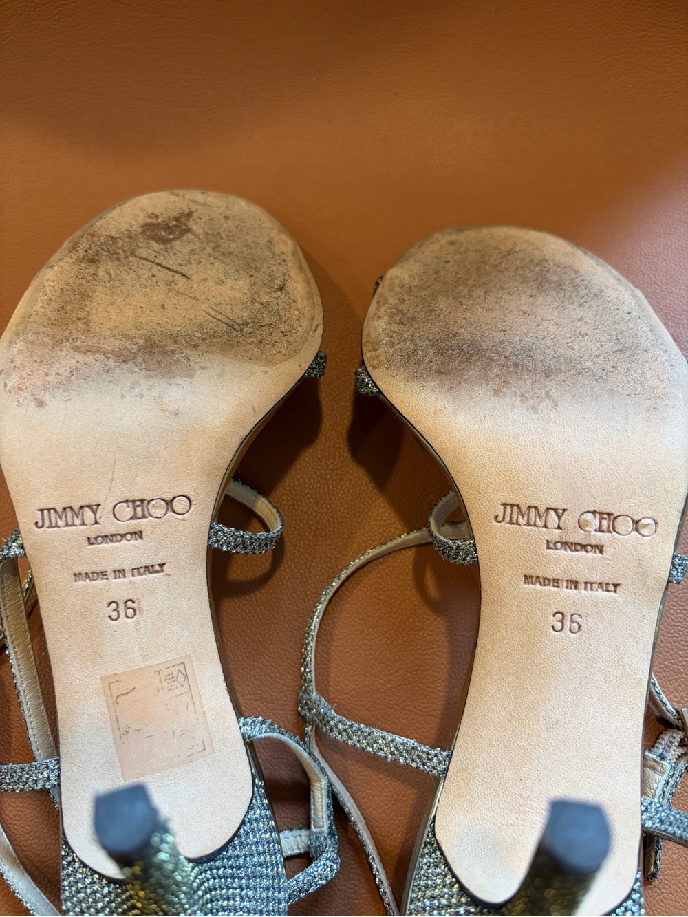 Jimmy Choo Silver Metallic Strappy Heeled Sandals - Picture 13 of 13